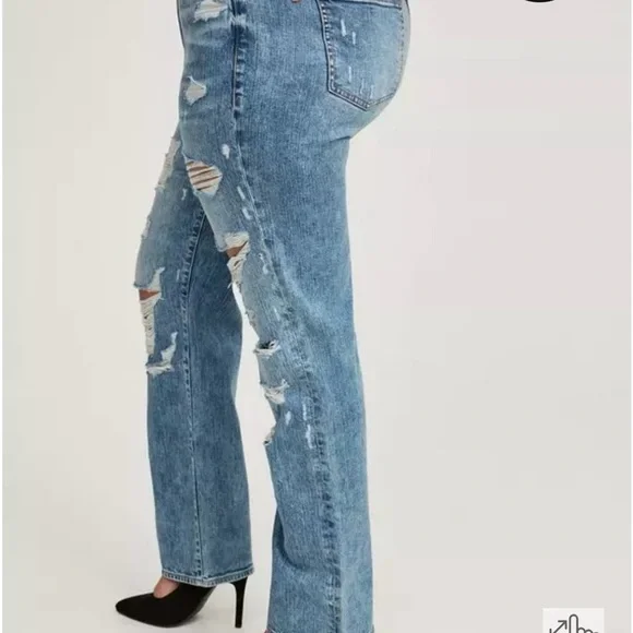 Torrid High Rise Distressed Blue Jeans- BNWT- size 24W - Picture 5 of 8